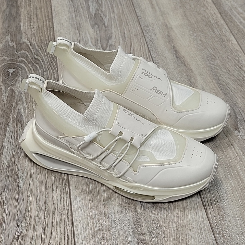 ASH FUTURA 100 Eco Trainers Size 38 (US 8) in Recycled White Knit NEW